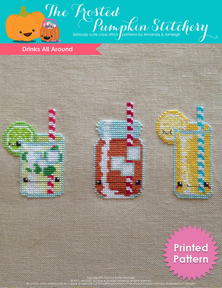 Drinks All Around Printed Cross Stitch Pattern Frosted Pumpkin The Frosted Pumpkin Stitchery