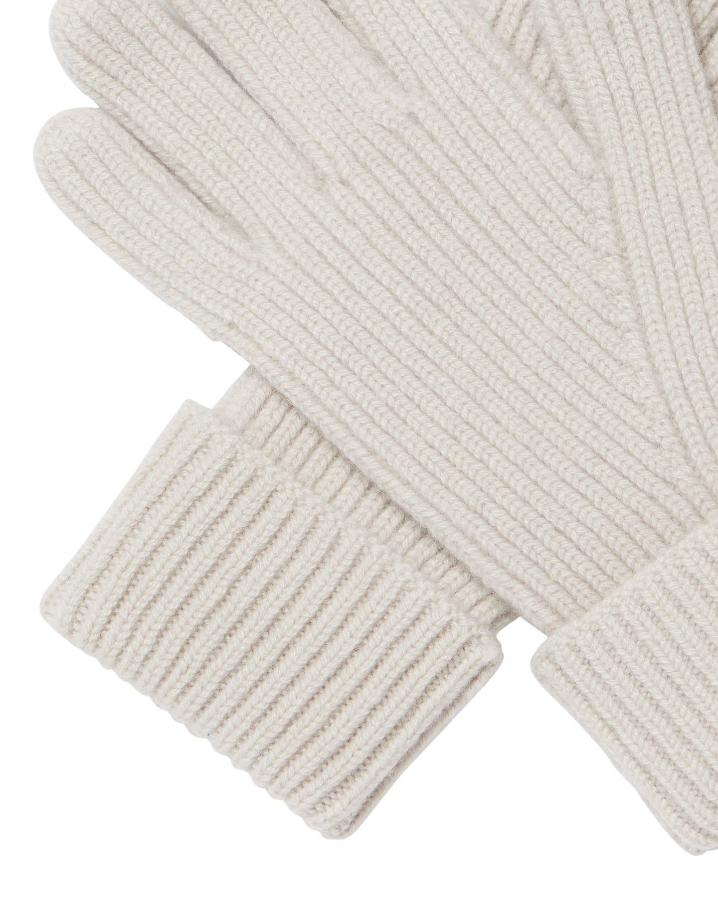 N.Peal Mens Ribbed Cashmere Gloves Snow Grey