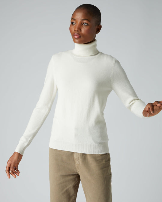 White Cashmere Turtleneck Sweaters