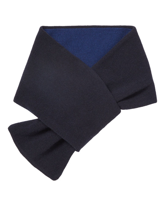 Men's Ribbed Cashmere Scarf w. Leather Tab - Denim Blue – Carolyn