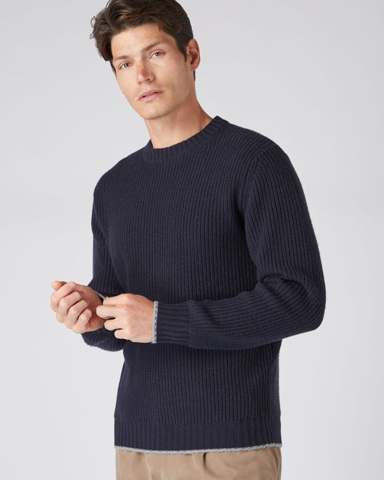 RIBBED CASHMERE CREWNECK