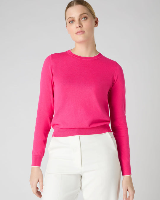 Girls' organic cotton crew neck thin strap vest, pink