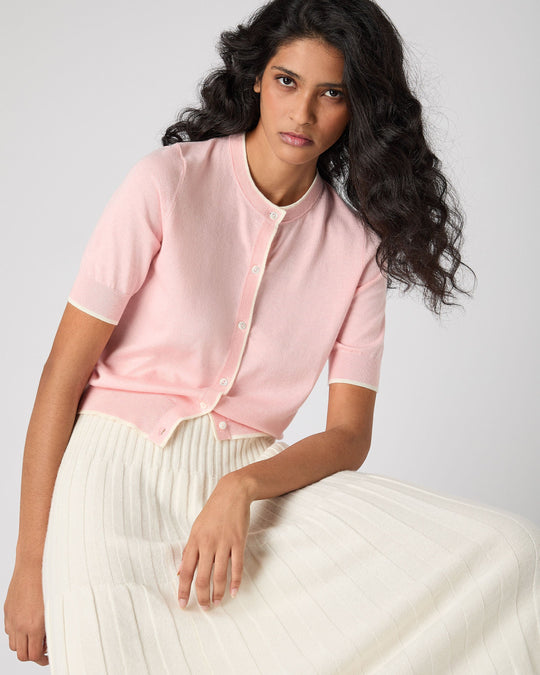 Pink Relaxed Cotton Cardigan, Sustainable Womenswear
