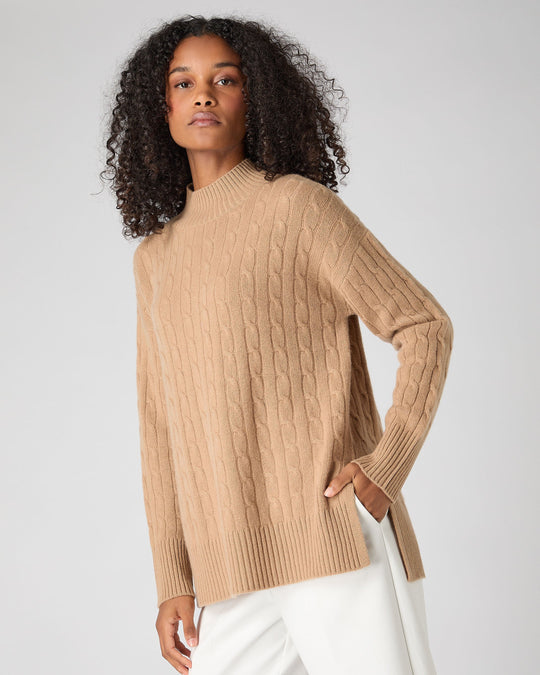 Organic Colour Cashmere Mock Neck Sweater