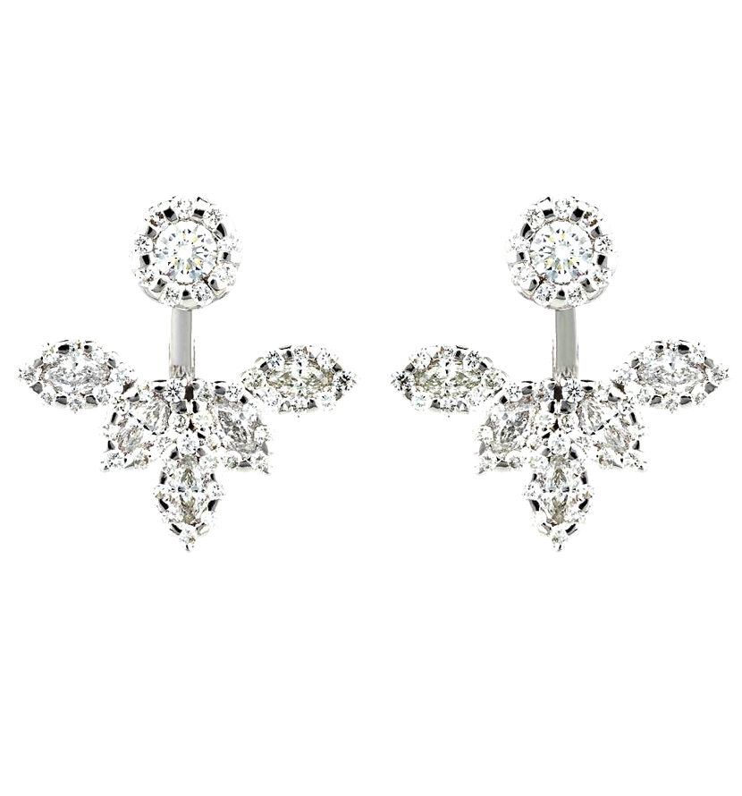 Marquise and Round Diamond Shaped Earrings