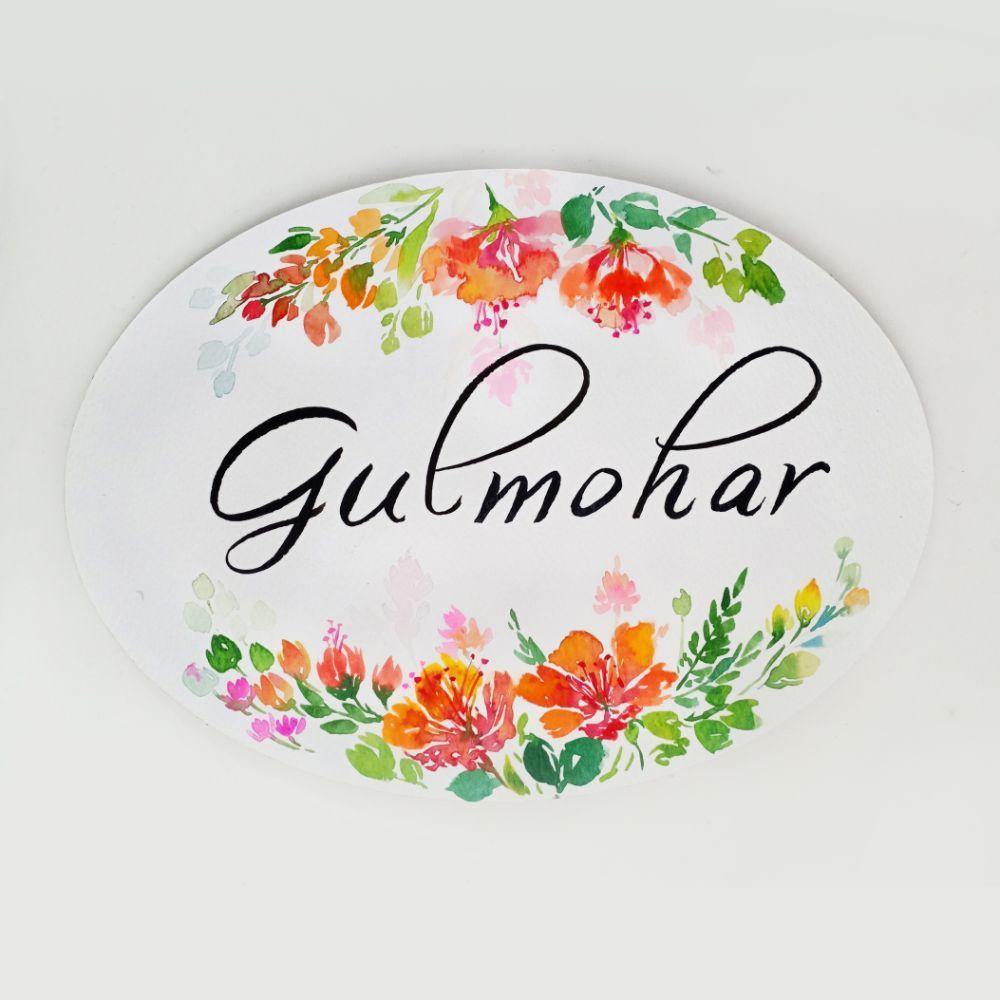 customized Gulmohar floral name plate – rangreli