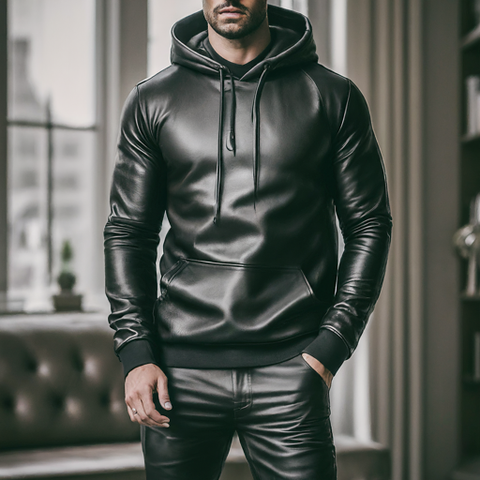 Leather hoodie