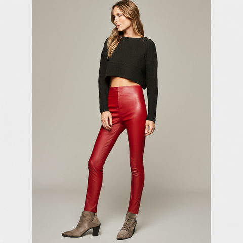 The High-Waisted Skinny Red Leather Pant