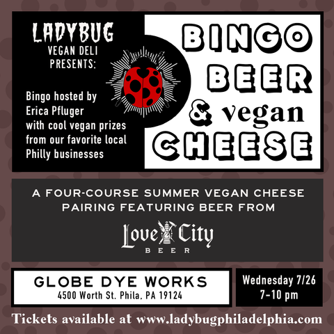 Bingo beer and vegan cheese event at Globe Dye Works