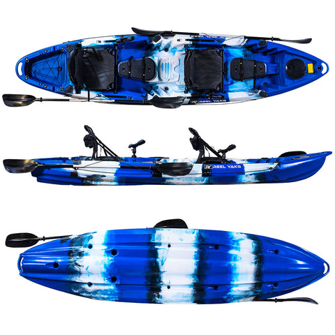 elevation view of tandem fishing kayak