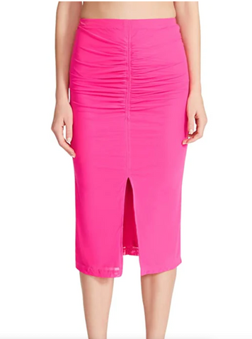 ruched hour pink skirt