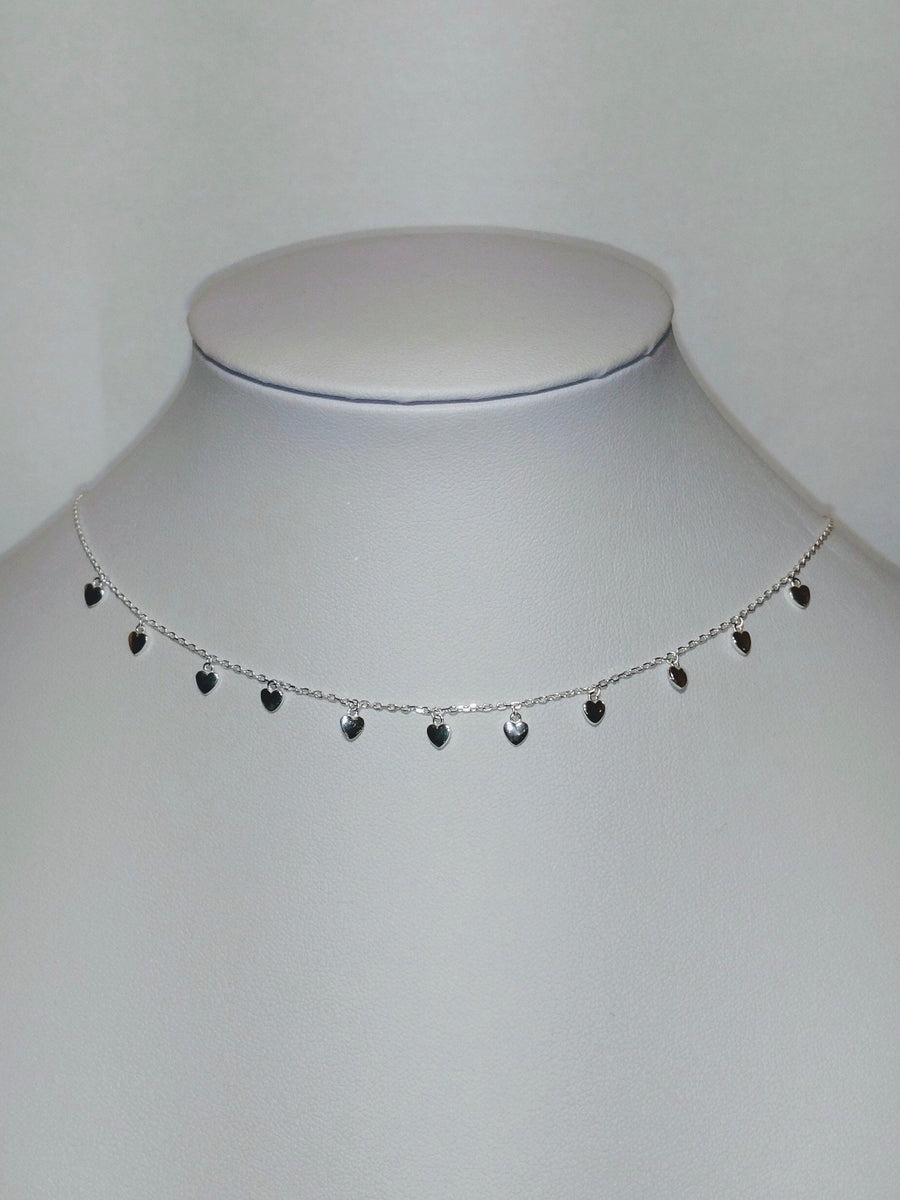 Dangle Heart Sterling Silver Choker 