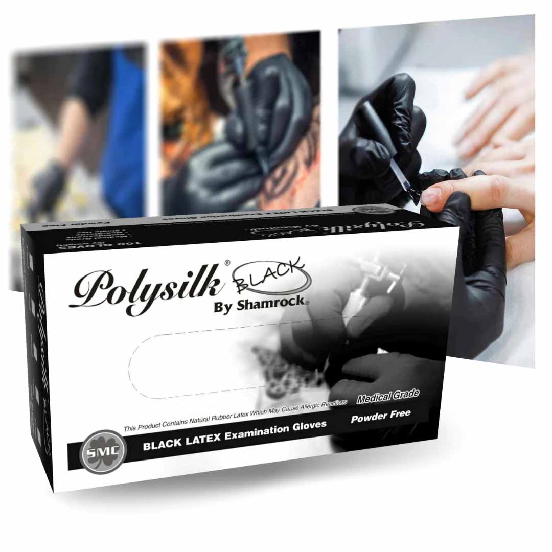 Polysilk by Shamrock Black Latex Gloves