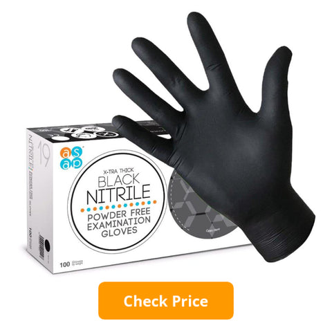 black nitrile gloves to dye hair