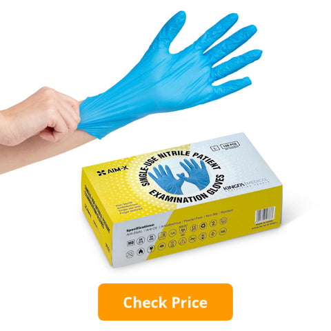 dark blue nitrile gloves to blend hair dye