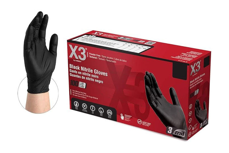 X3 Industrial Black Nitrile Gloves
