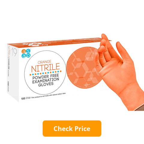 orange nitrile gloves for hair dye