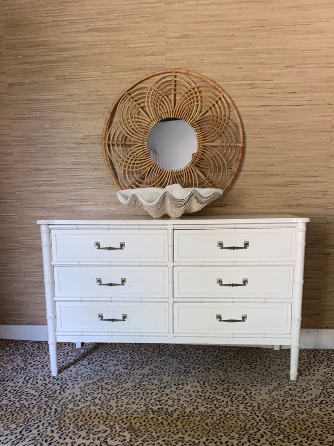 #07H14 - Henry Link Faux Bamboo 6 Drawer
