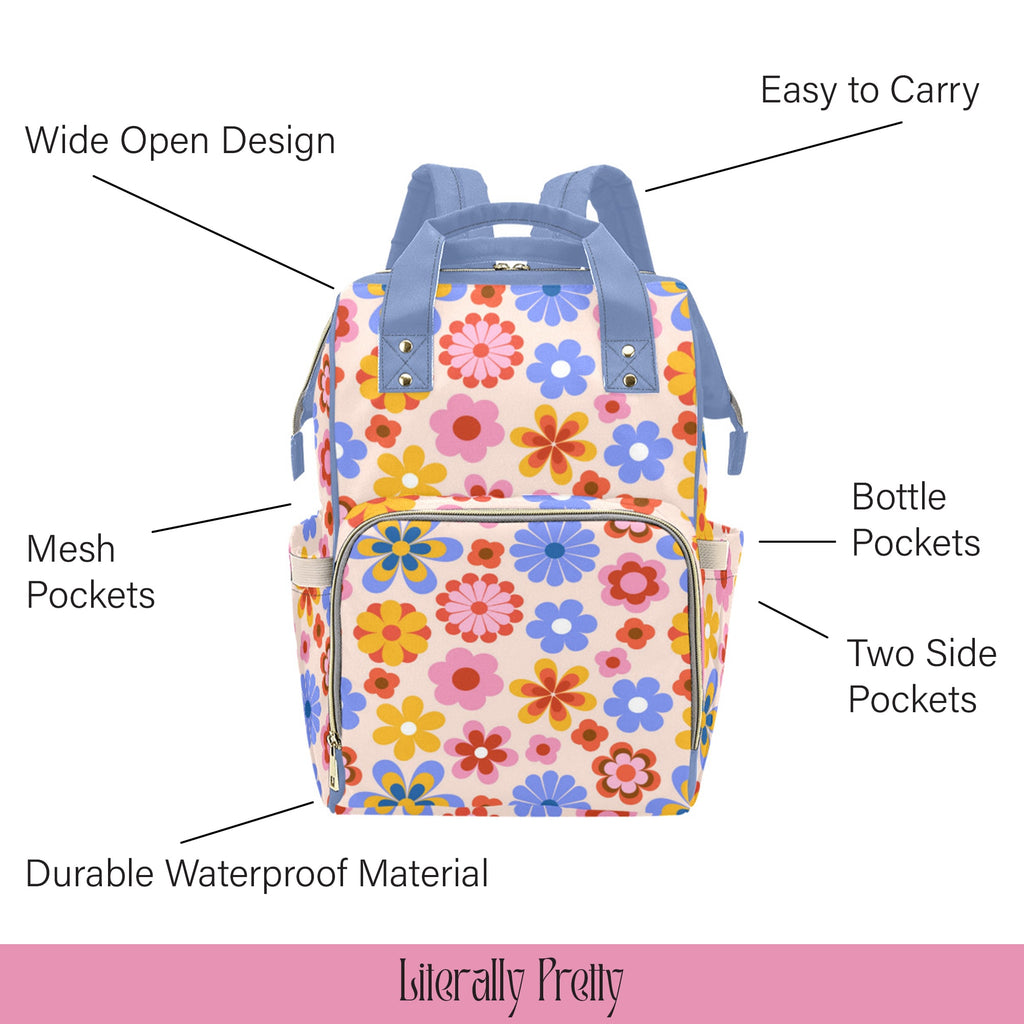 multifunctional backpack with retro floral pattern from literally pretty