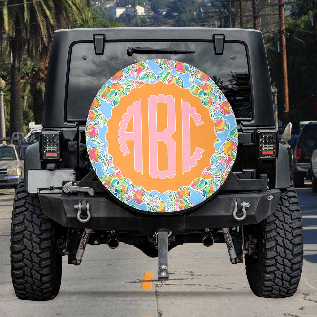 Custom Spare Tire Cover Camera Compatible, Peach Preppy Monogrammed –  Literally Pretty