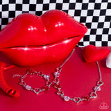 Paparazzi "Sentimental Sweethearts" Silver Metal & Red/Pink Rhinestone Hearts Bracelet