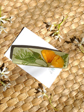 Load image into Gallery viewer, Large 3 inch California Poppy barrettes, real pressed flowers in resin, French auto-lock
