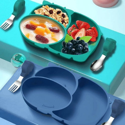 Achat Set repas + couvert Bleu pour enfant - Assiette bébé en gros