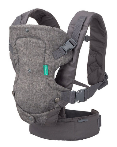 Porte bébé ergonomique gris avec capuche amovible I Kangoroo