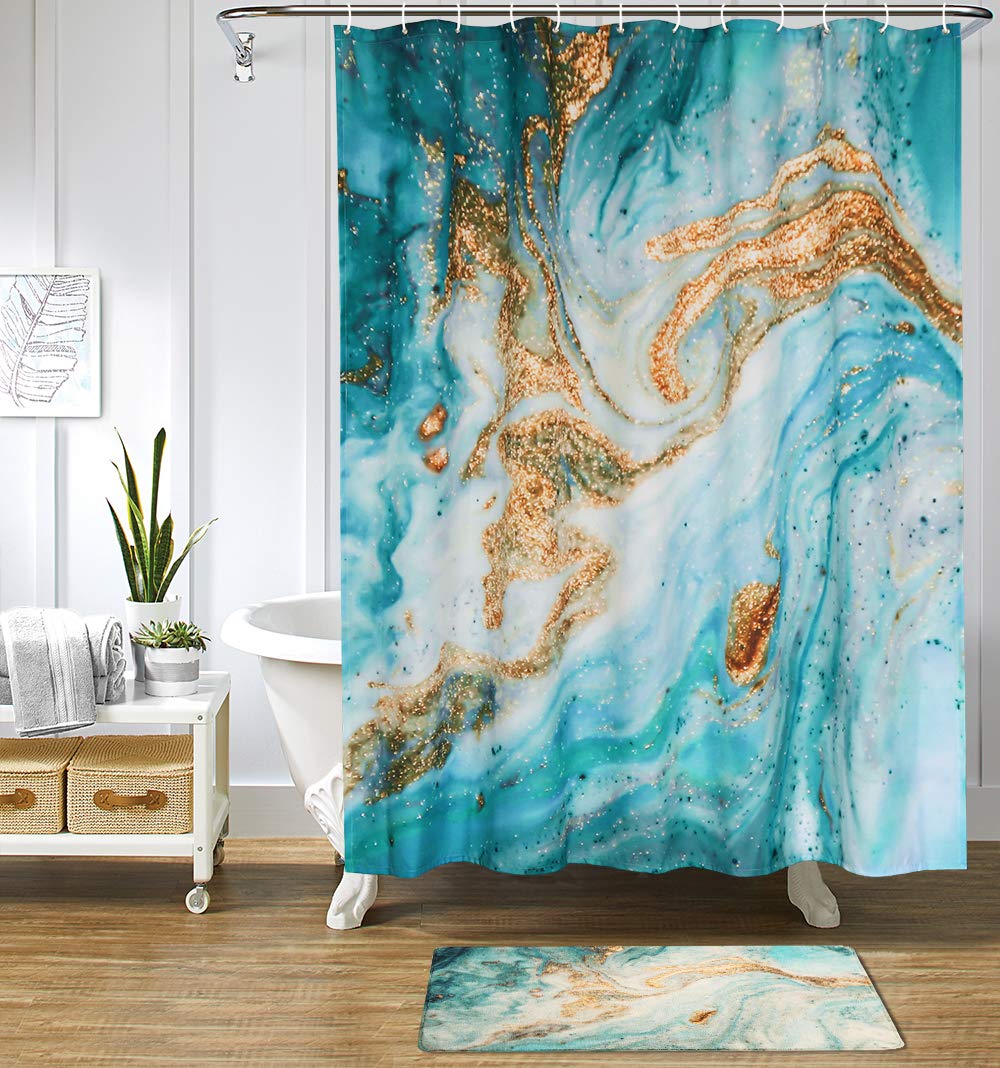 Marble Texture Shower Curtain Abstract Blue Marble Swirls Ripples Fabr Shower Me Curtain