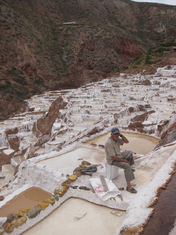 Salt harvester at Salinas de Maras