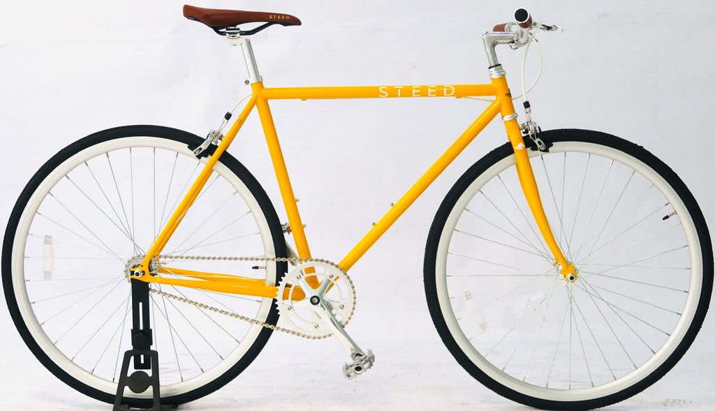 Yellow single speed bike Steed Bike