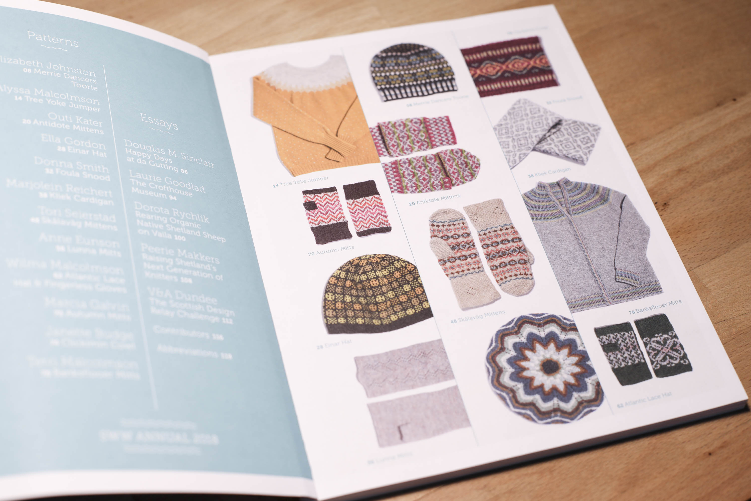 Shetland Wool Week annual 2018, open at page showing 12 patterns included