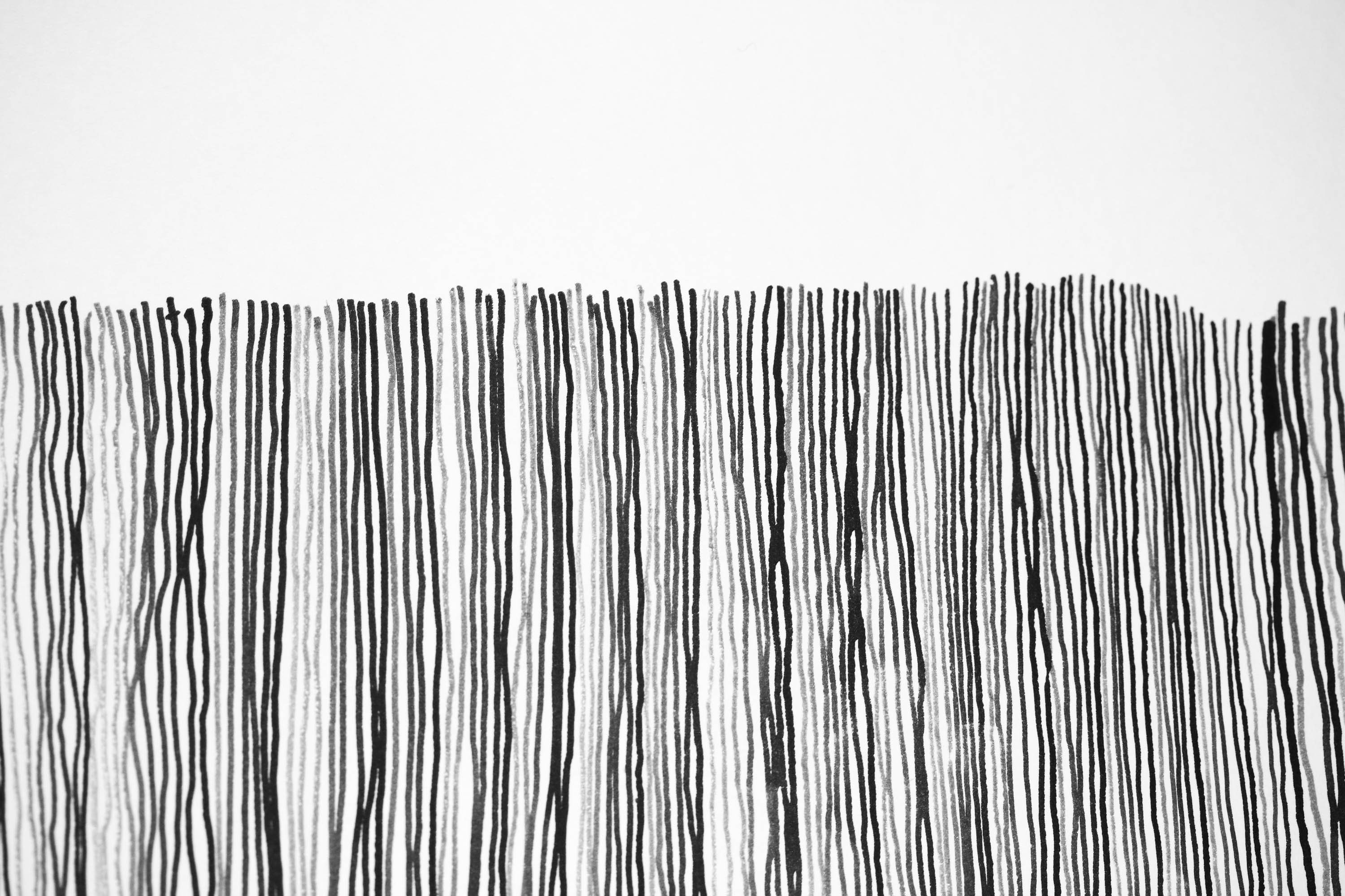 Inklines drawing - simple ink lines arranged vertically. Inspired by a visit to Ness of Brodgar, Orkney