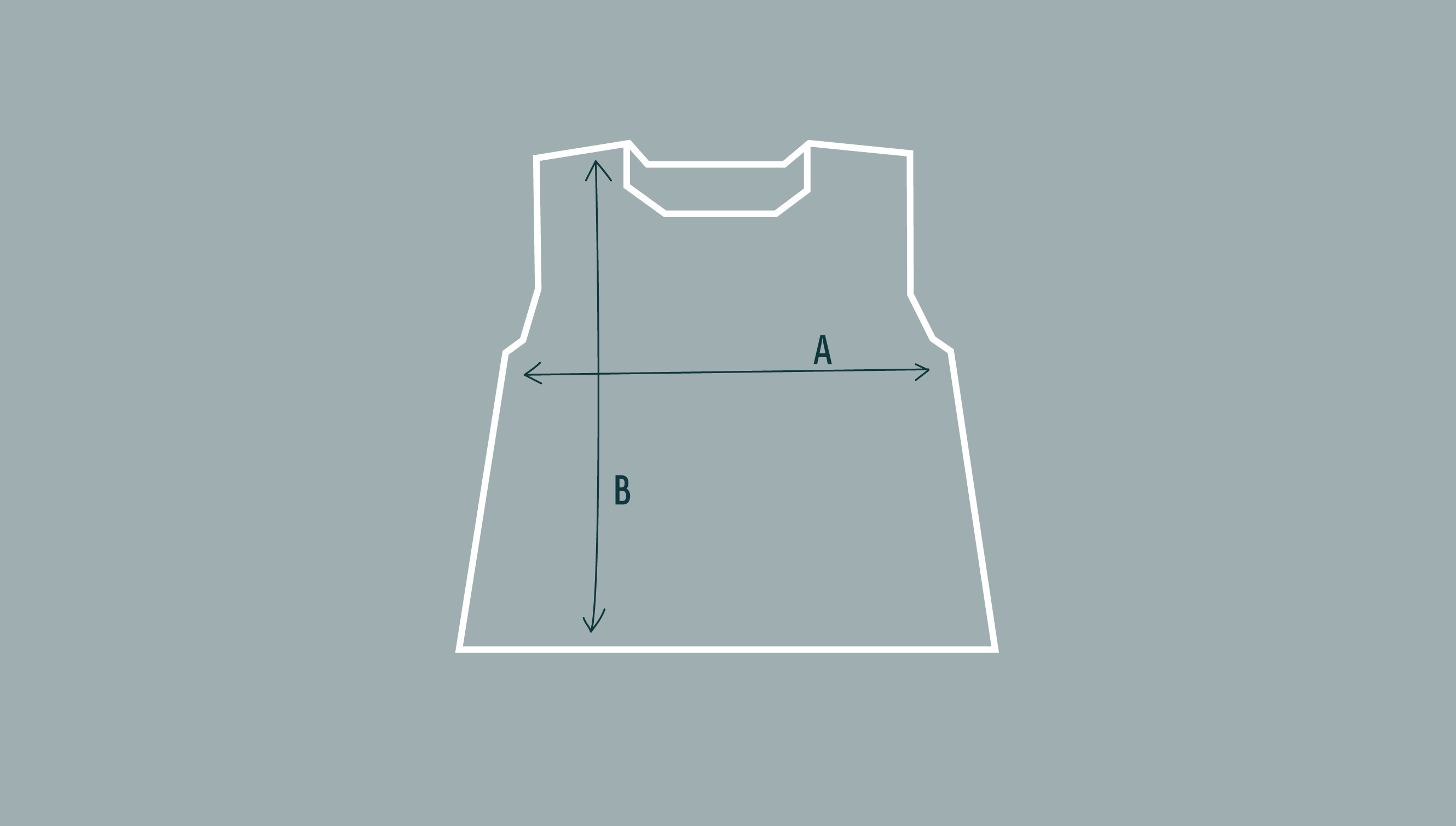 Diagram to measurements and shape of sleeveless jumper