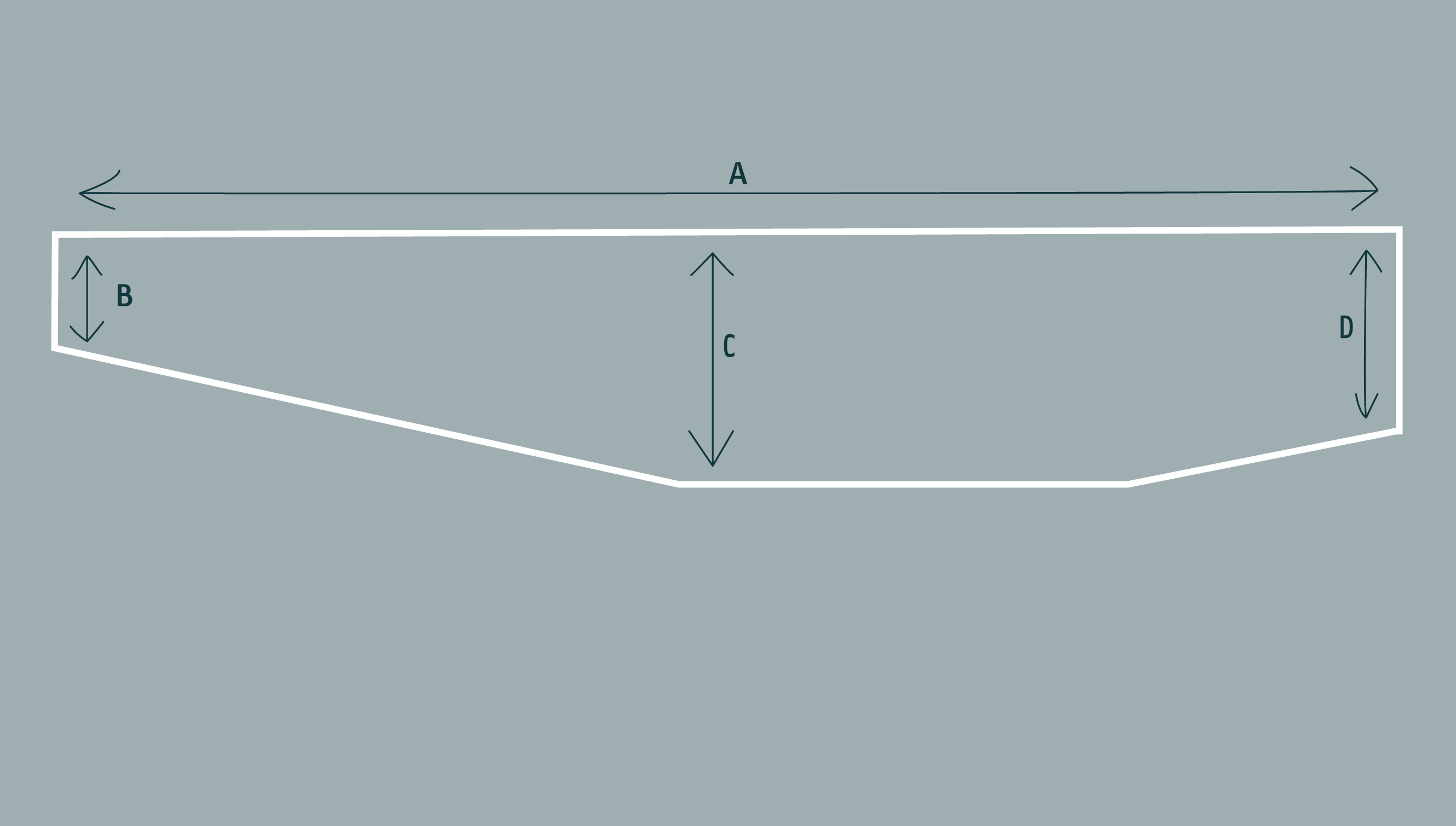 Diagram of Hoswick Paint wrap, a large asymmetric shawl with one end narrower than the other