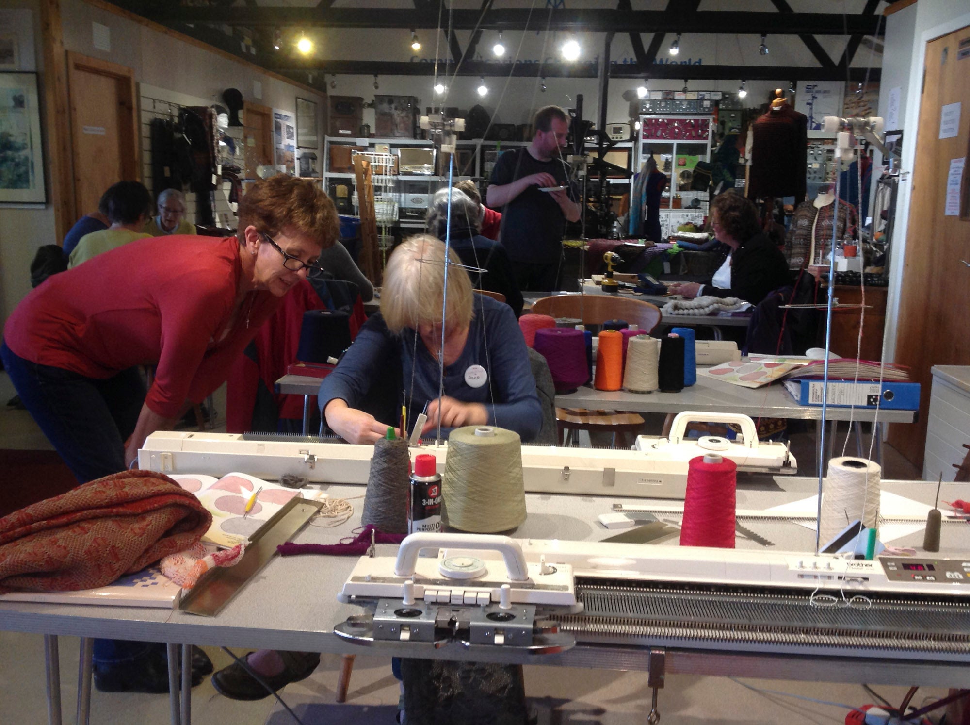 A machine knitting workshop at Hoswick Visitor Centre, Shetland