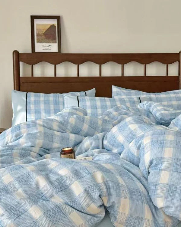 Camille French Plaid Bedding Set / Blue by Ever Lasting
