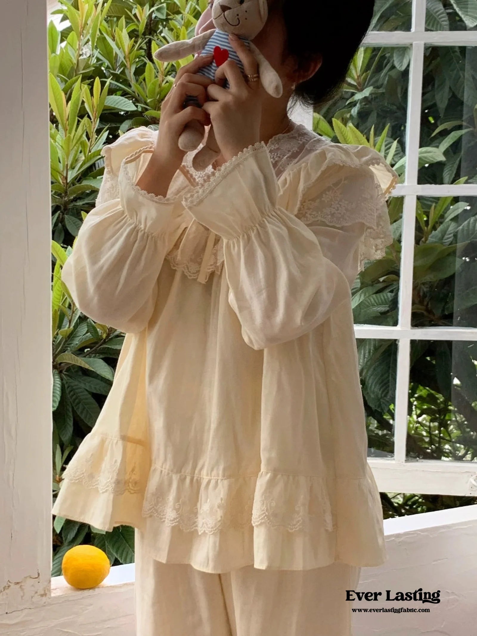 French Lace Ruffle Cottage Pajama Set By Ever Lasting