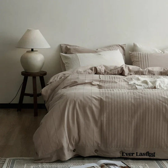 milo minimalist solid button bedding