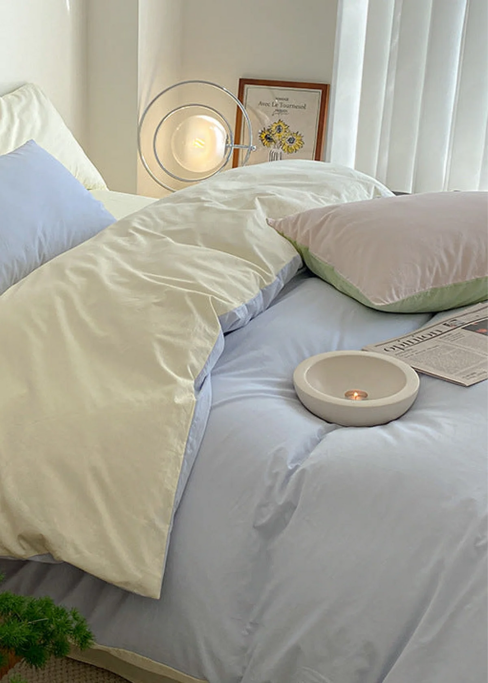 Pastel Duo Bedding Set / Blue + Yellow