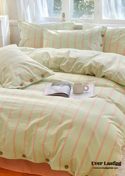 STRIPED BUTTONED BEDDING BUNDLE