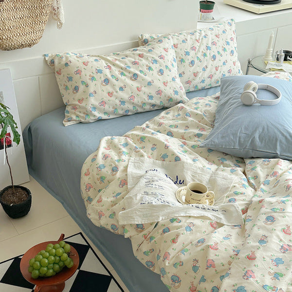 Dark Garden Floral Bedding Set / Blue Mix