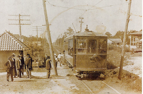Photo of Passengers Boarding a Trolley bound for Wrightsville Beach