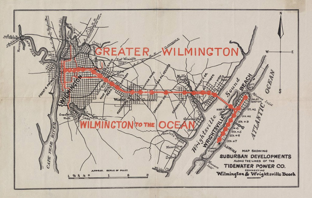 Map of the Wilmington to the Ocean Trolley