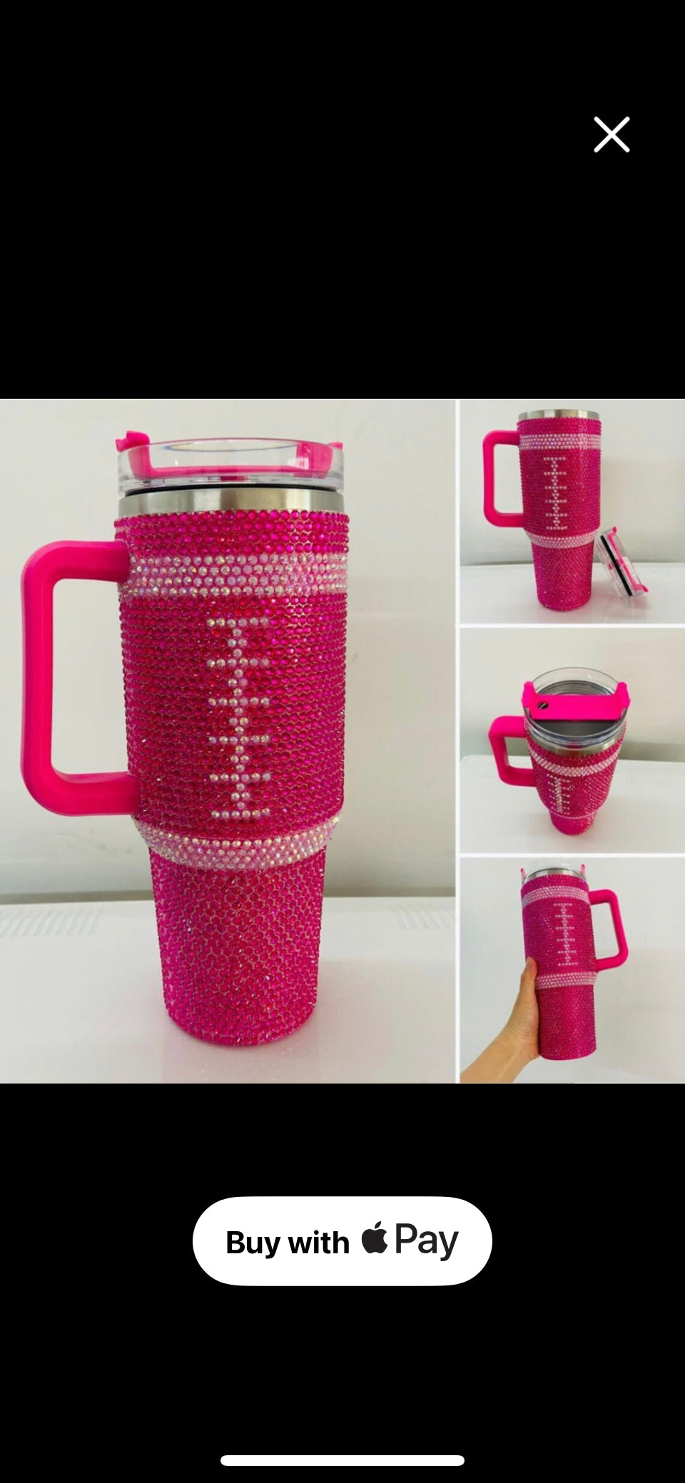 Football rhinestone tumblers pink or brown 40 oz Thermal stainless