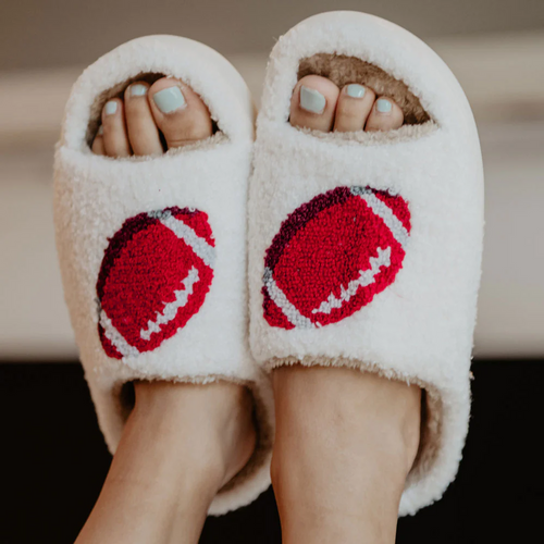 American Football Laces Fuzzy House Slippers with