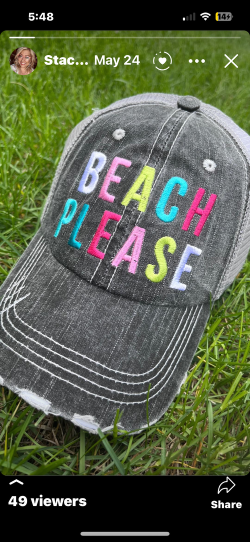 Hola beaches hats! | Womens embroidered trucker cap | Personalize | Beach hats | Cute palm trees, sunshine, waves and seashell | Girls weekend accessories.