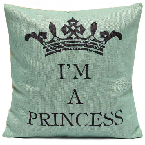 Pillow or pillowcase { I'm a princess } 17 x 17. Burlap. Crown. Zipper closure. Personalize with a name!