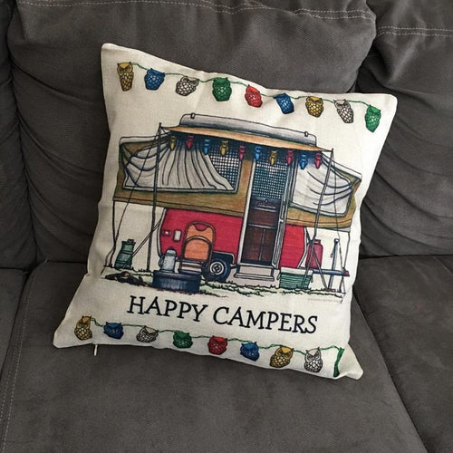 Pillow or pillow case { Camping } Assorted styles! Happy Campers! See my hats and tanks too!