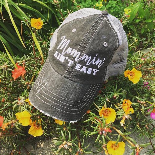 Mom hats Mommin aint easy Embroidered gray trucker cap
